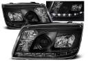 VW BORA 98-05 Lampy przód Clear Black DAYLINE LED