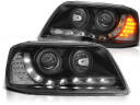 VW T5 03-09 Lampy przód Black DAYLIGHT LED 